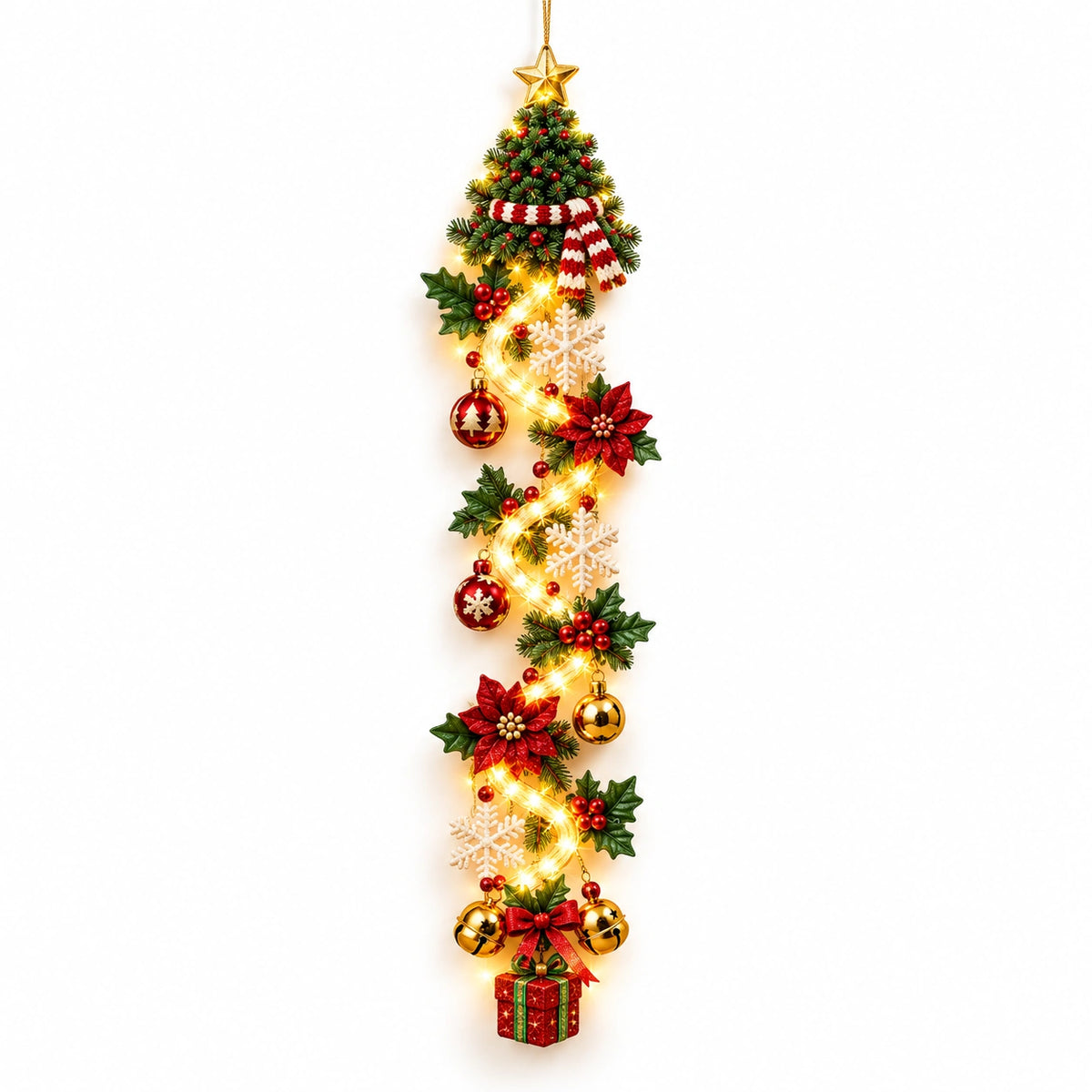 Glowing Christmas Door Hanger – Lighted Holiday Wall Decor