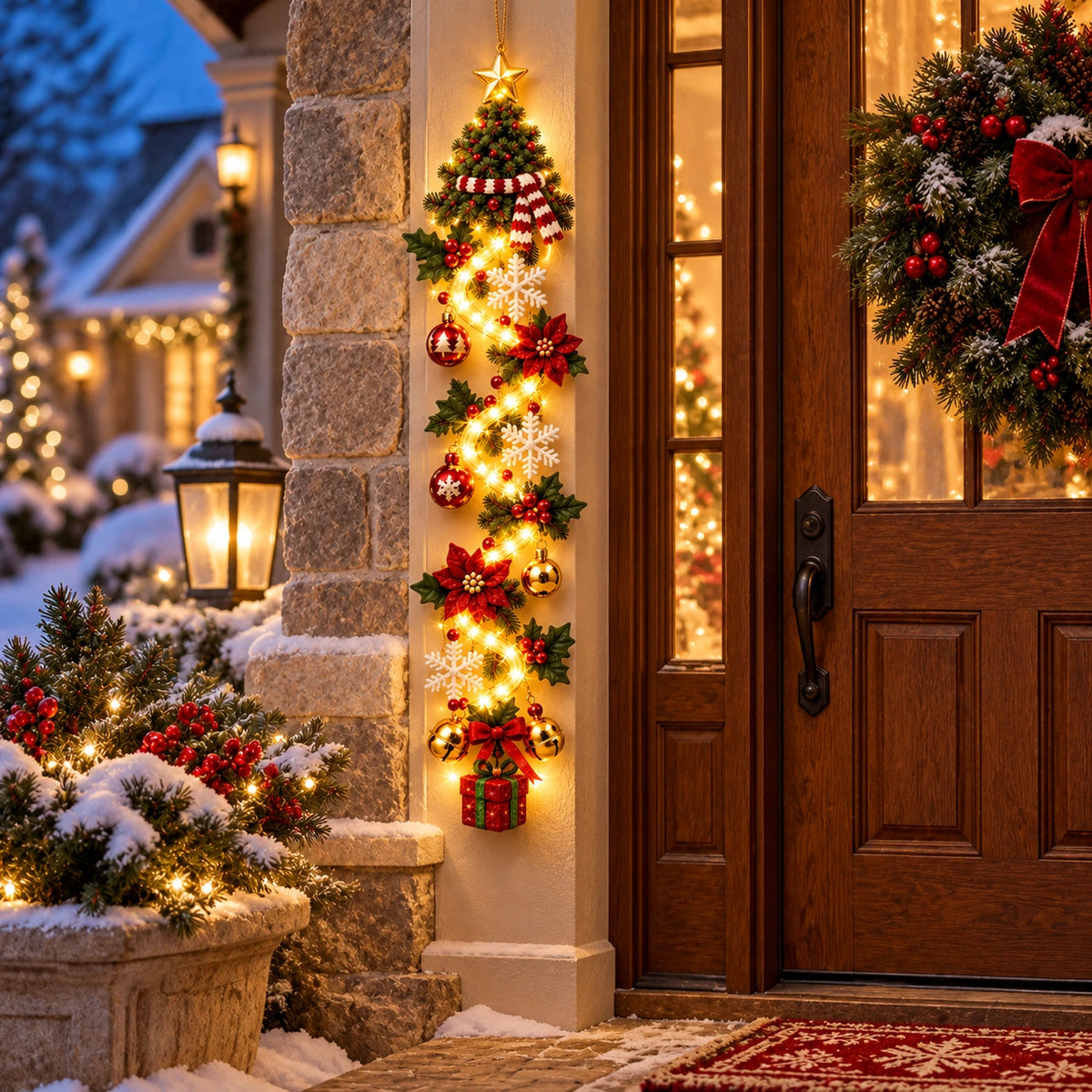 Glowing Christmas Door Hanger – Lighted Holiday Wall Decor