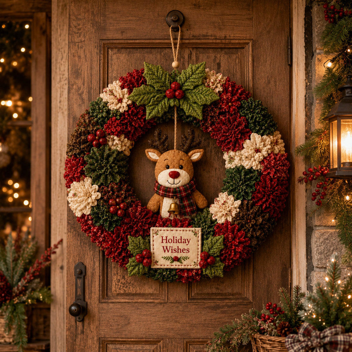 DIY Christmas Fabric Wreath Craft Kit – Handmade Holiday Door Decoration
