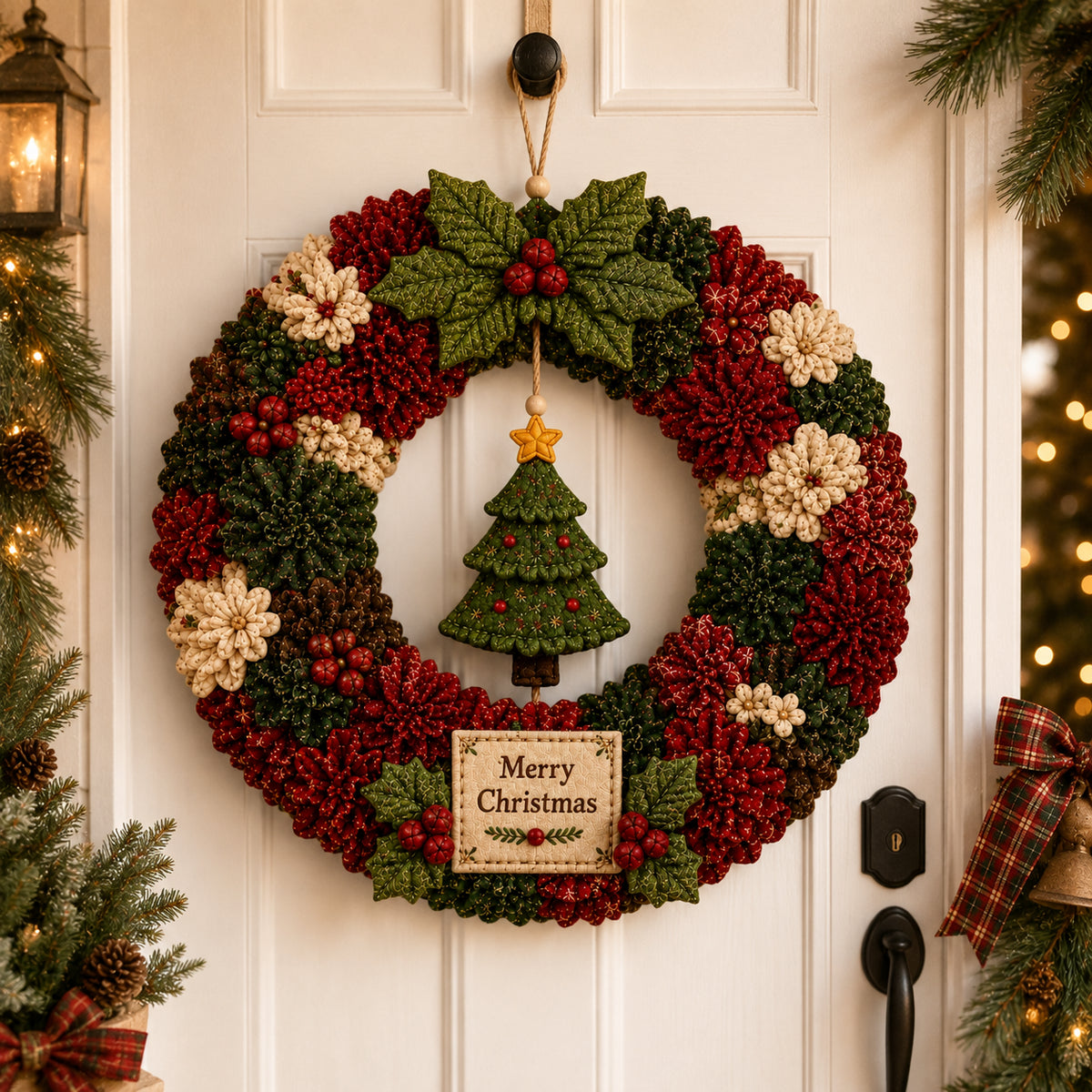 DIY Christmas Fabric Wreath Craft Kit – Handmade Holiday Door Decoration