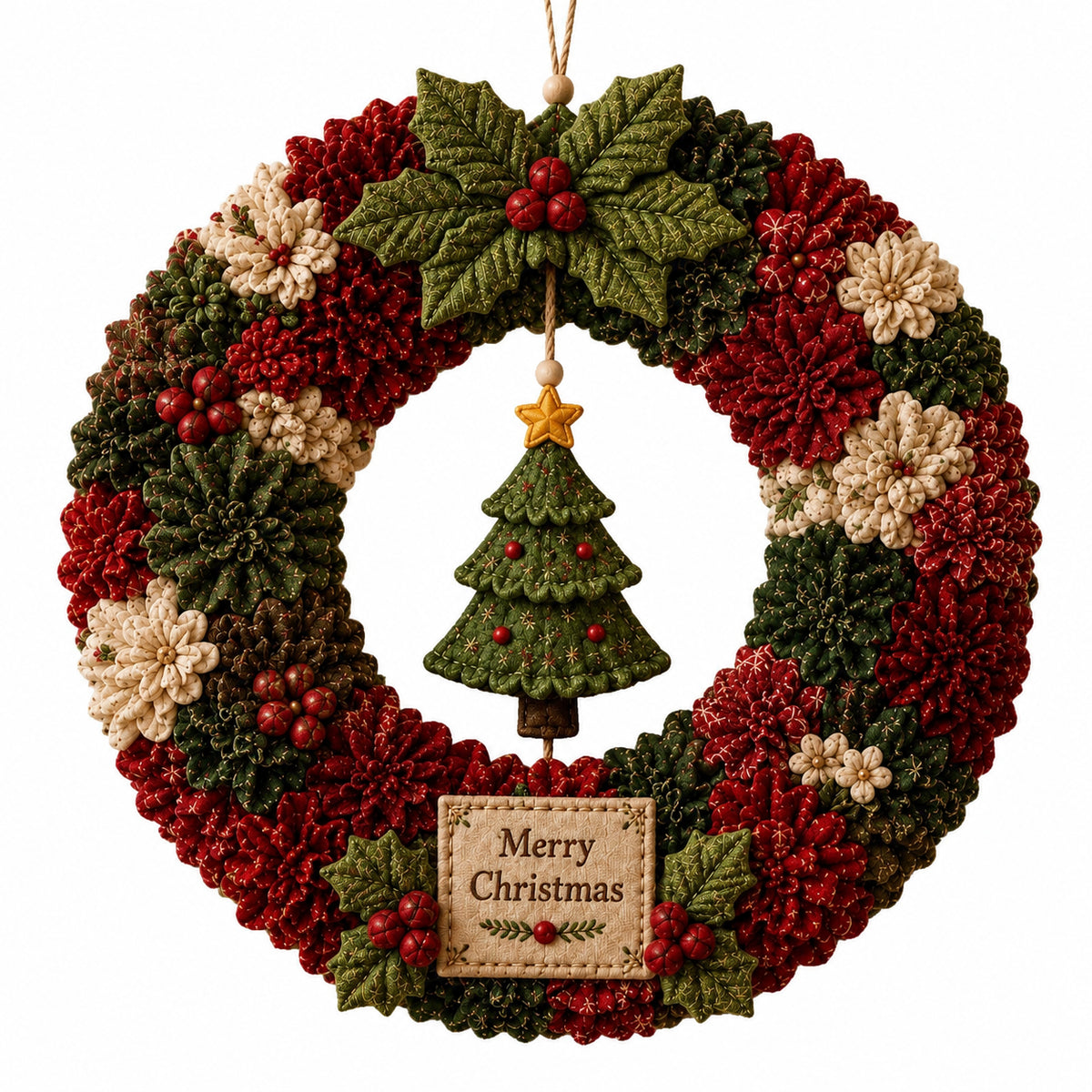 DIY Christmas Fabric Wreath Craft Kit – Handmade Holiday Door Decoration