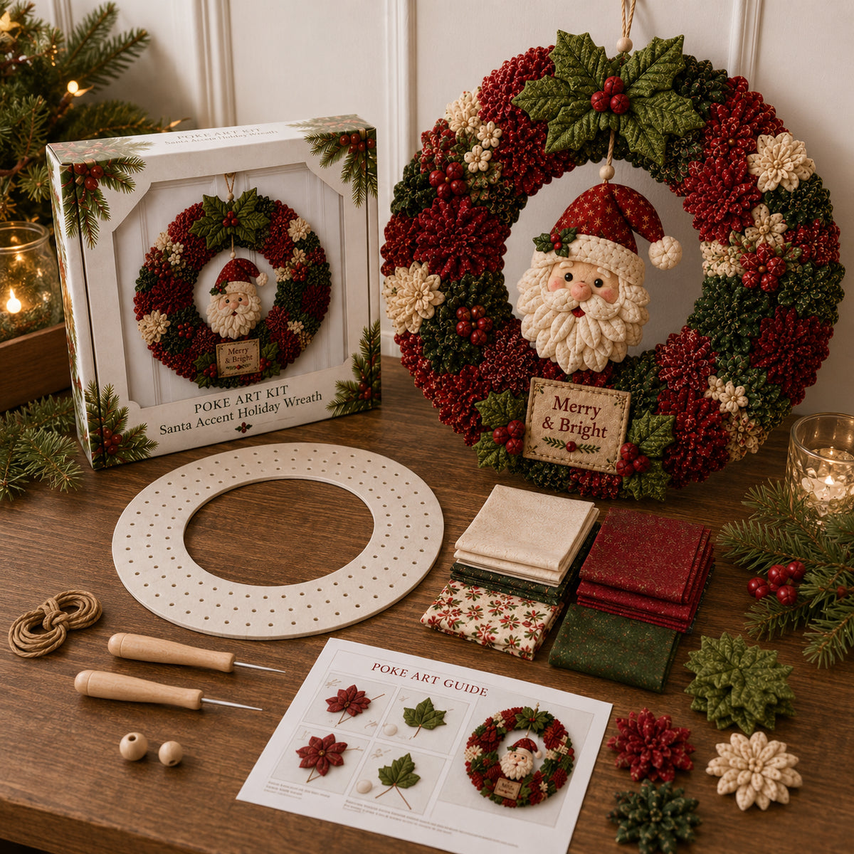 DIY Christmas Fabric Wreath Craft Kit – Handmade Holiday Door Decoration