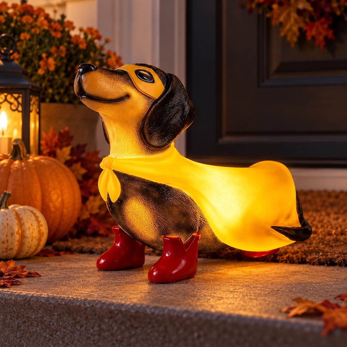 Superhero Dachshund LED Resin Decor