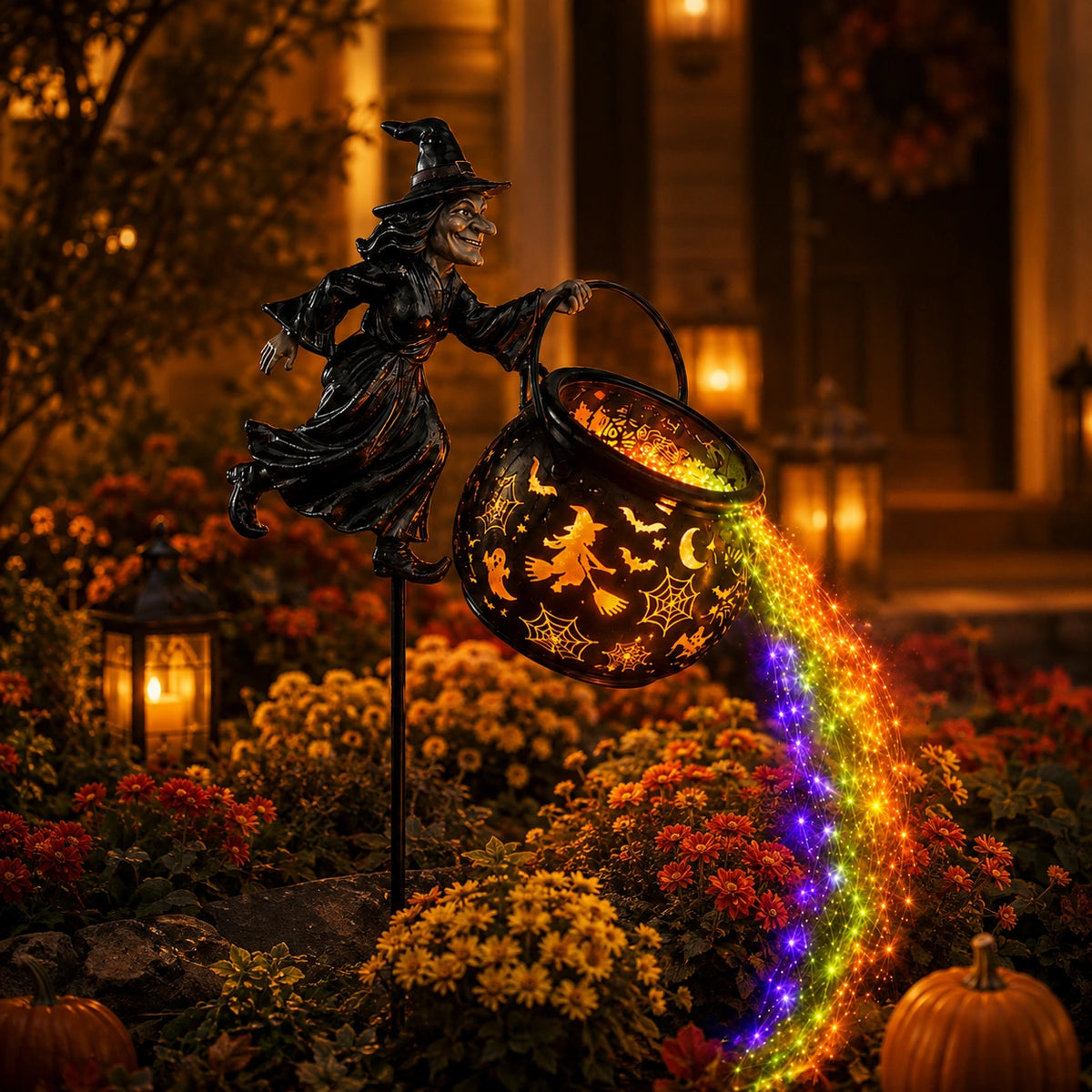 Halloween Witch Cauldron Garden Light