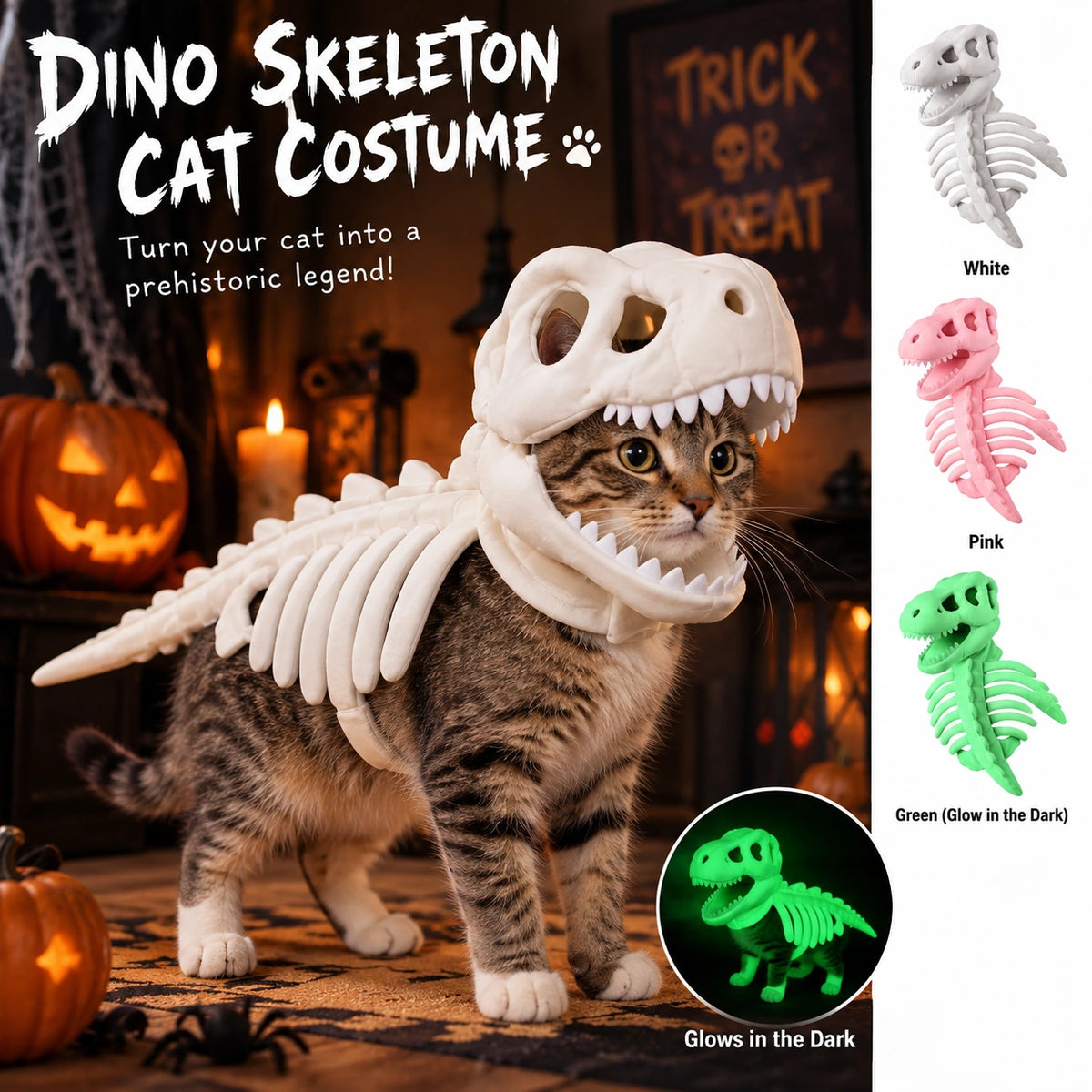 T-Rex Skeleton Cat Costume