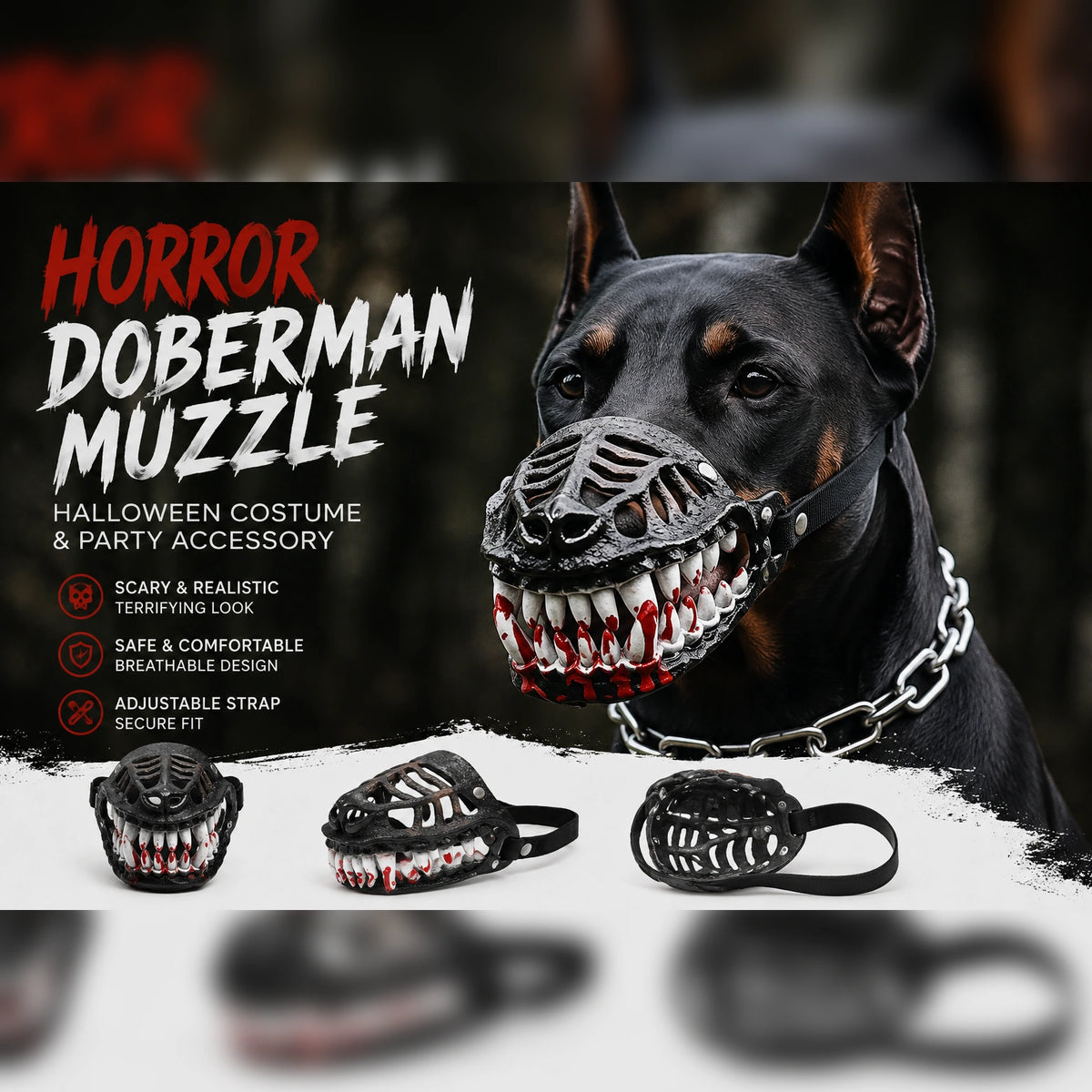Doberman Horror Dog Muzzle – Halloween Monster Costume Mask