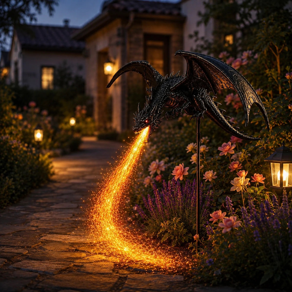 Solar Dragon Fire & Haunted Ghost Garden Light – Halloween Outdoor Decor