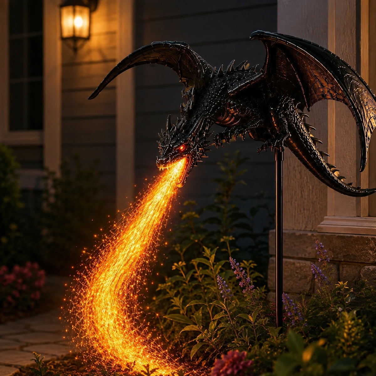 Solar Dragon Fire & Haunted Ghost Garden Light – Halloween Outdoor Decor