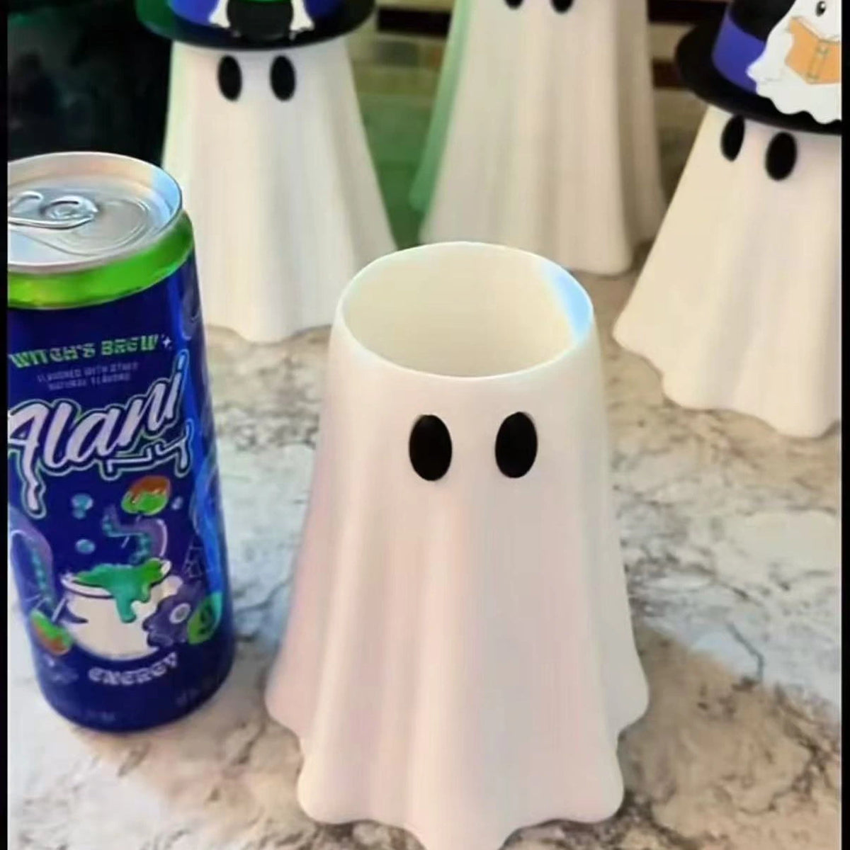 3D Printed Ghost Can Sleeve – Halloween Witch Hat Cup Holder