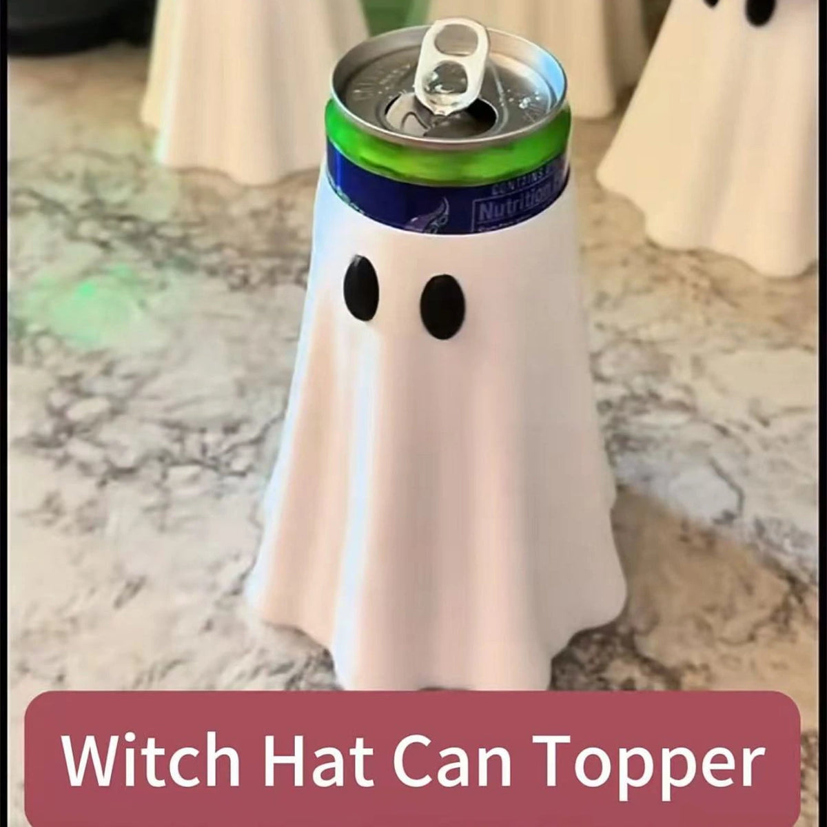 3D Printed Ghost Can Sleeve – Halloween Witch Hat Cup Holder