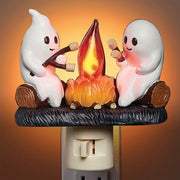 Cute Ghost Campfire Night Light – Cozy Halloween Plug-In Decor