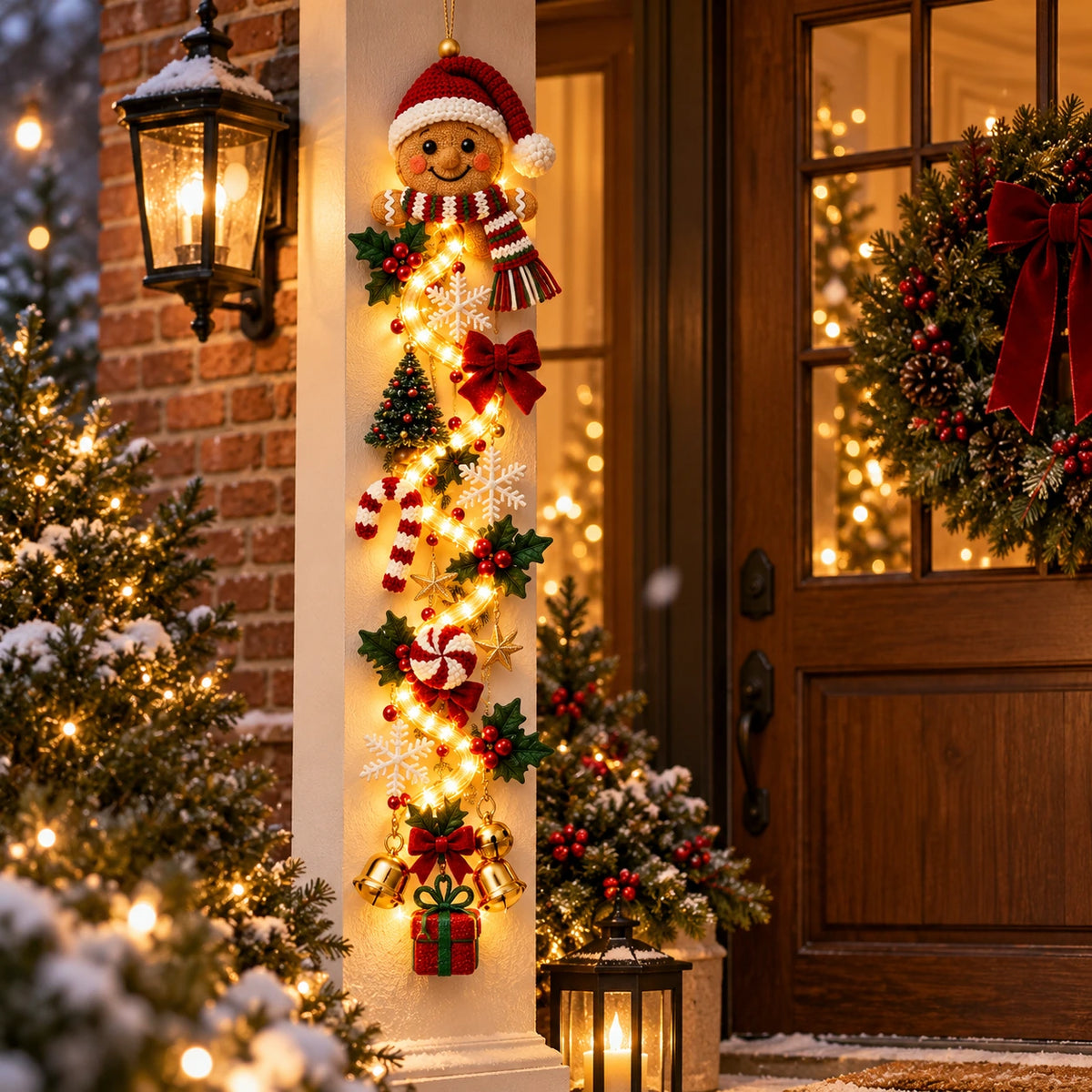 Glowing Christmas Door Hanger – Lighted Holiday Wall Decor