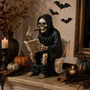 Grim Reaper Toilet Resin Statue – Funny Skeleton Halloween Decor