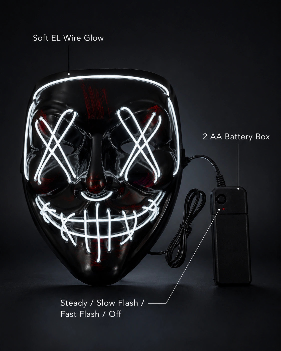 LED Glowing Clown Mask – Halloween Light-Up Costume Mask