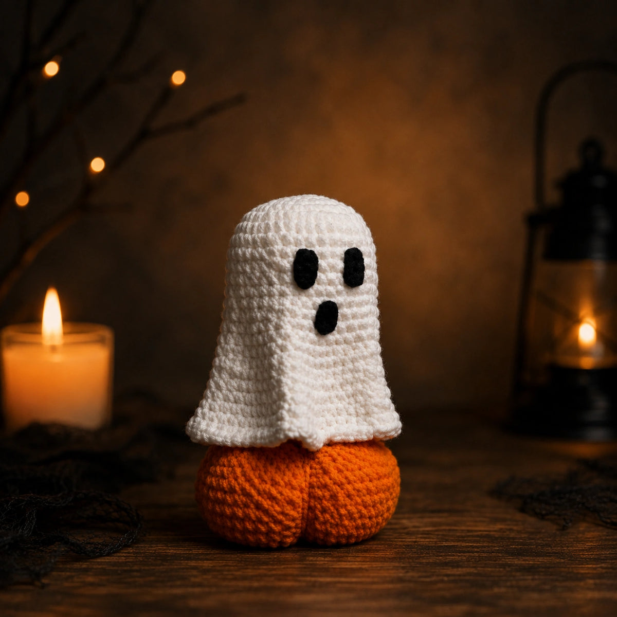 Handmade Crochet Halloween Ghost & Pumpkin Decor – Cute Spooky Tabletop Ornament