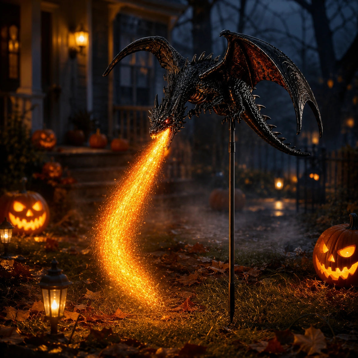 Solar Dragon Fire & Haunted Ghost Garden Light – Halloween Outdoor Decor
