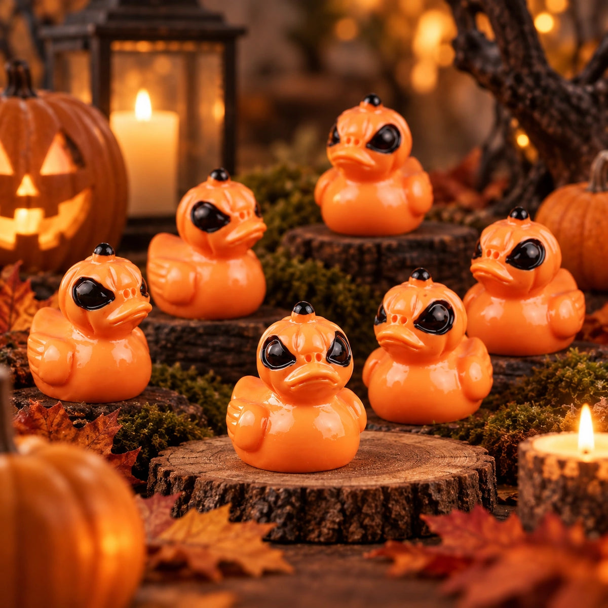 Halloween Resin Duck Figurines – Spooky Ghost, Skeleton & Pumpkin Mini Decorations