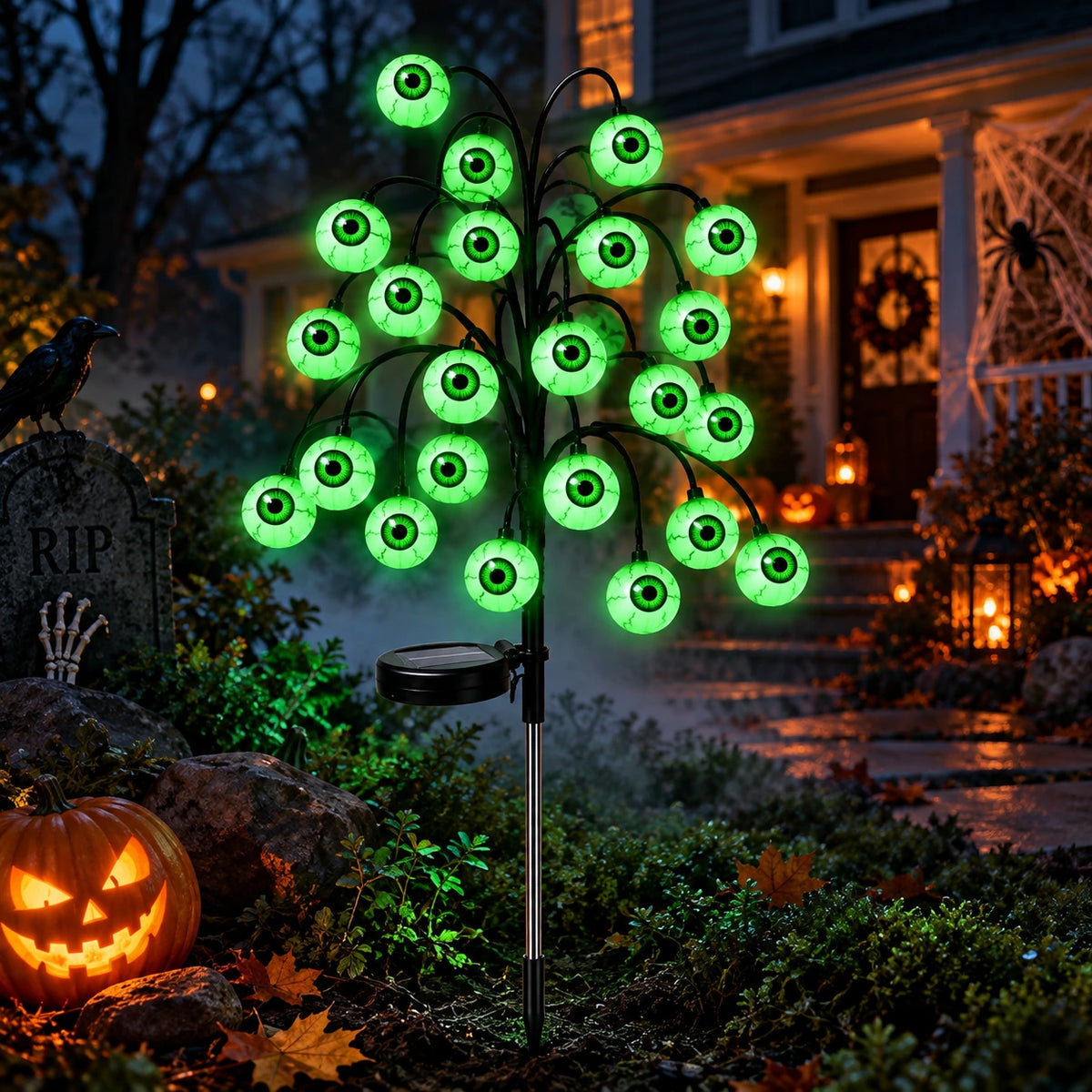 Halloween Solar Branch Lights – Outdoor Pumpkin & Eyeball Garden Decor