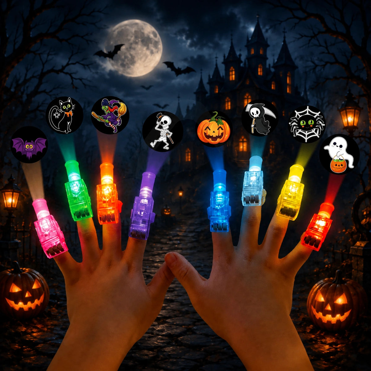 Holiday Projection Finger Lights – Halloween & Christmas Glow Party Toy