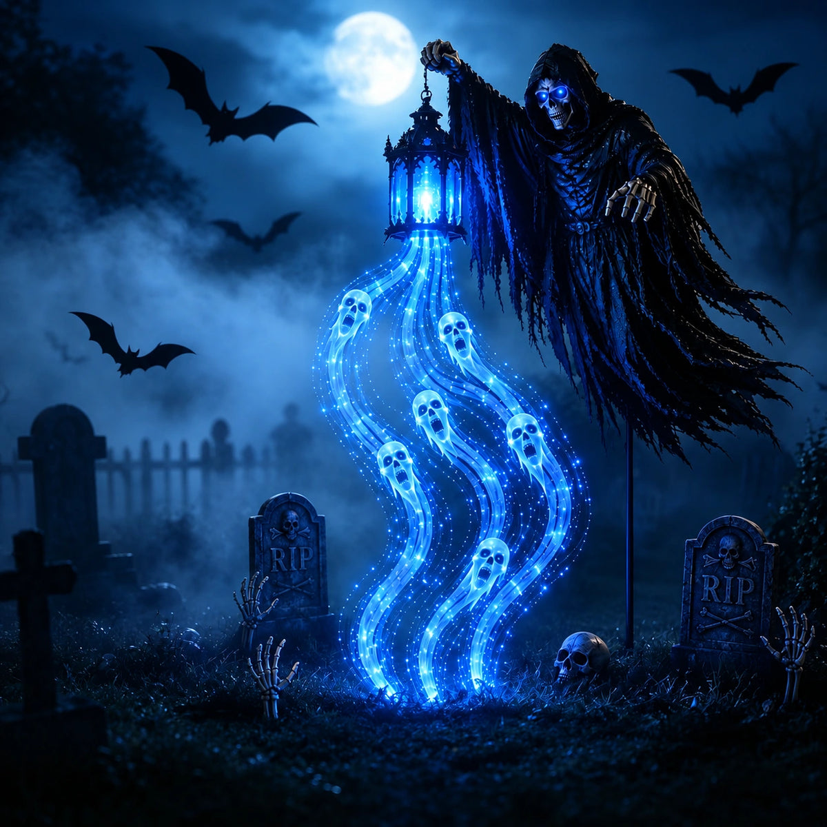Solar Dragon Fire & Haunted Ghost Garden Light – Halloween Outdoor Decor