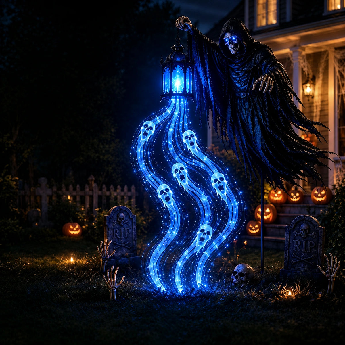 Solar Dragon Fire & Haunted Ghost Garden Light – Halloween Outdoor Decor