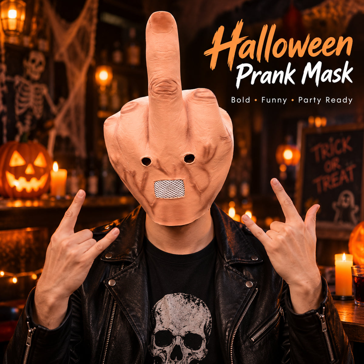 Funny Middle Finger Halloween Prank Mask