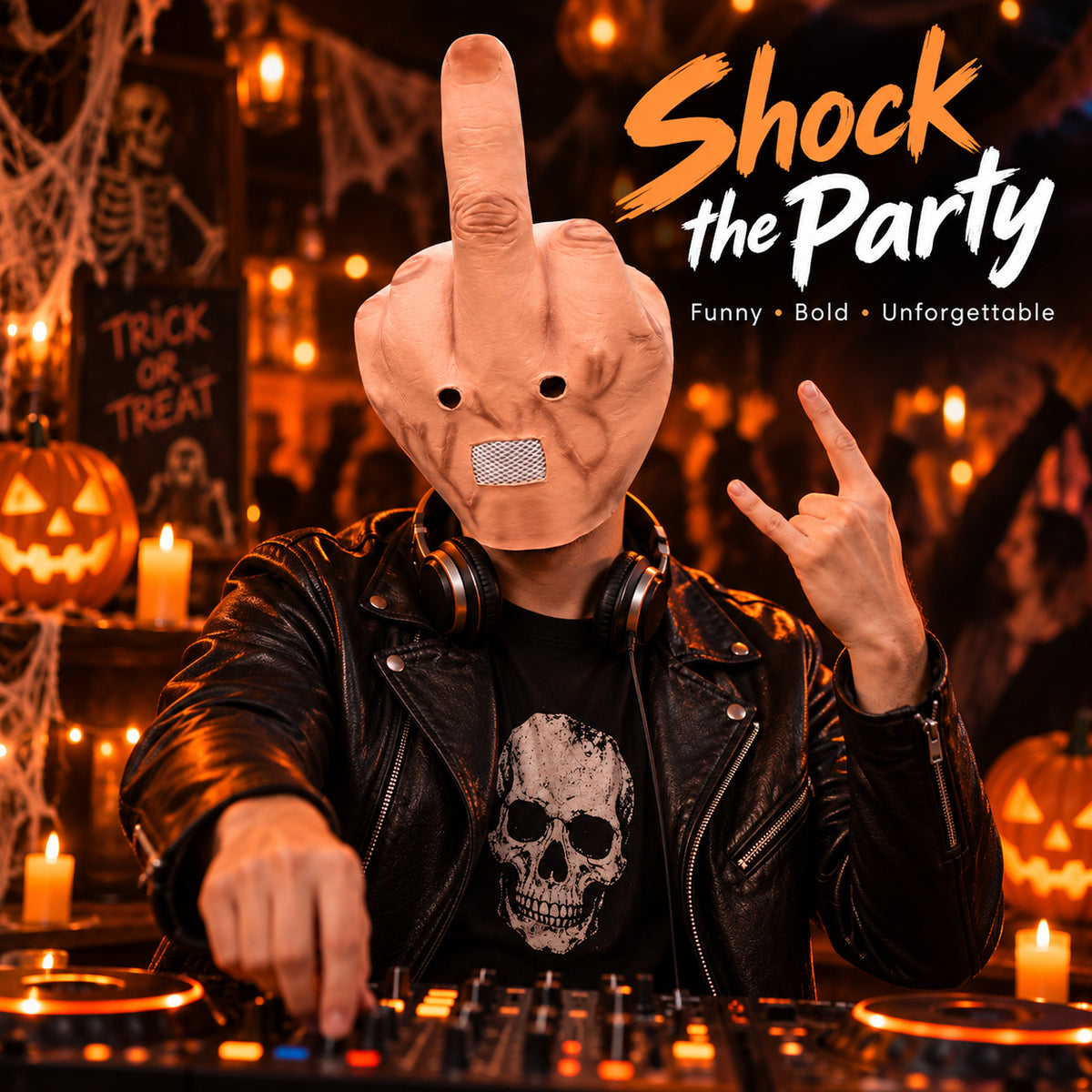 Funny Middle Finger Halloween Prank Mask