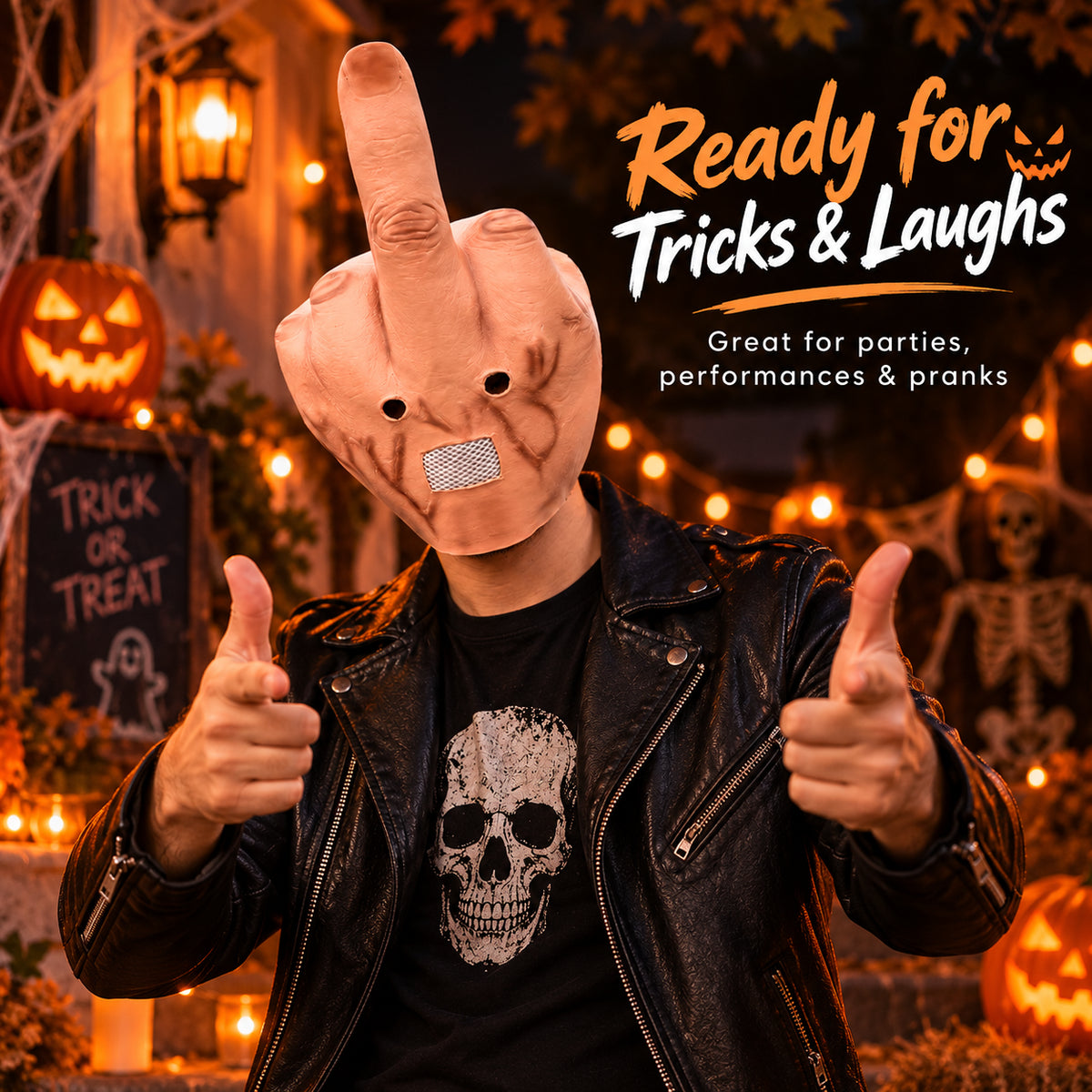 Funny Middle Finger Halloween Prank Mask