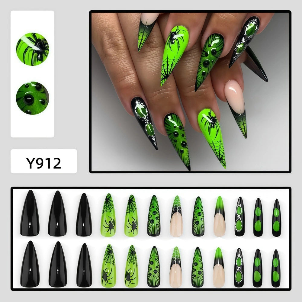 Halloween Press-On Nails – Cute Ghost Pumpkin Bat & Skull False Nail Set