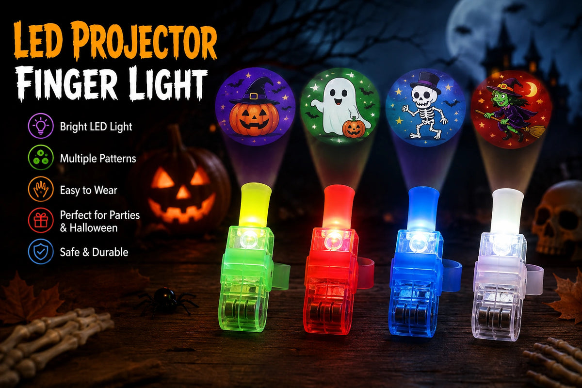Holiday Projection Finger Lights – Halloween & Christmas Glow Party Toy