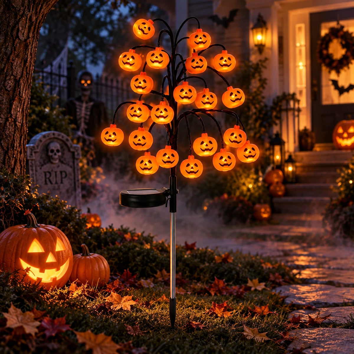 Halloween Solar Branch Lights – Outdoor Pumpkin & Eyeball Garden Decor