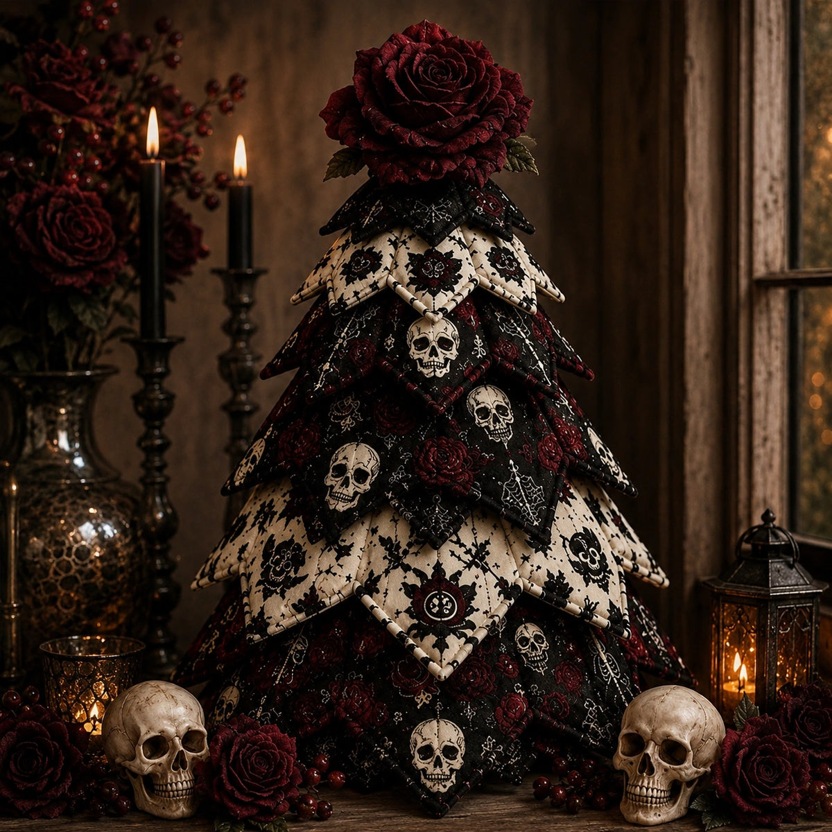 DIY Quilted Halloween Tree Craft Kit – Patchwork Fabric Tabletop Decor