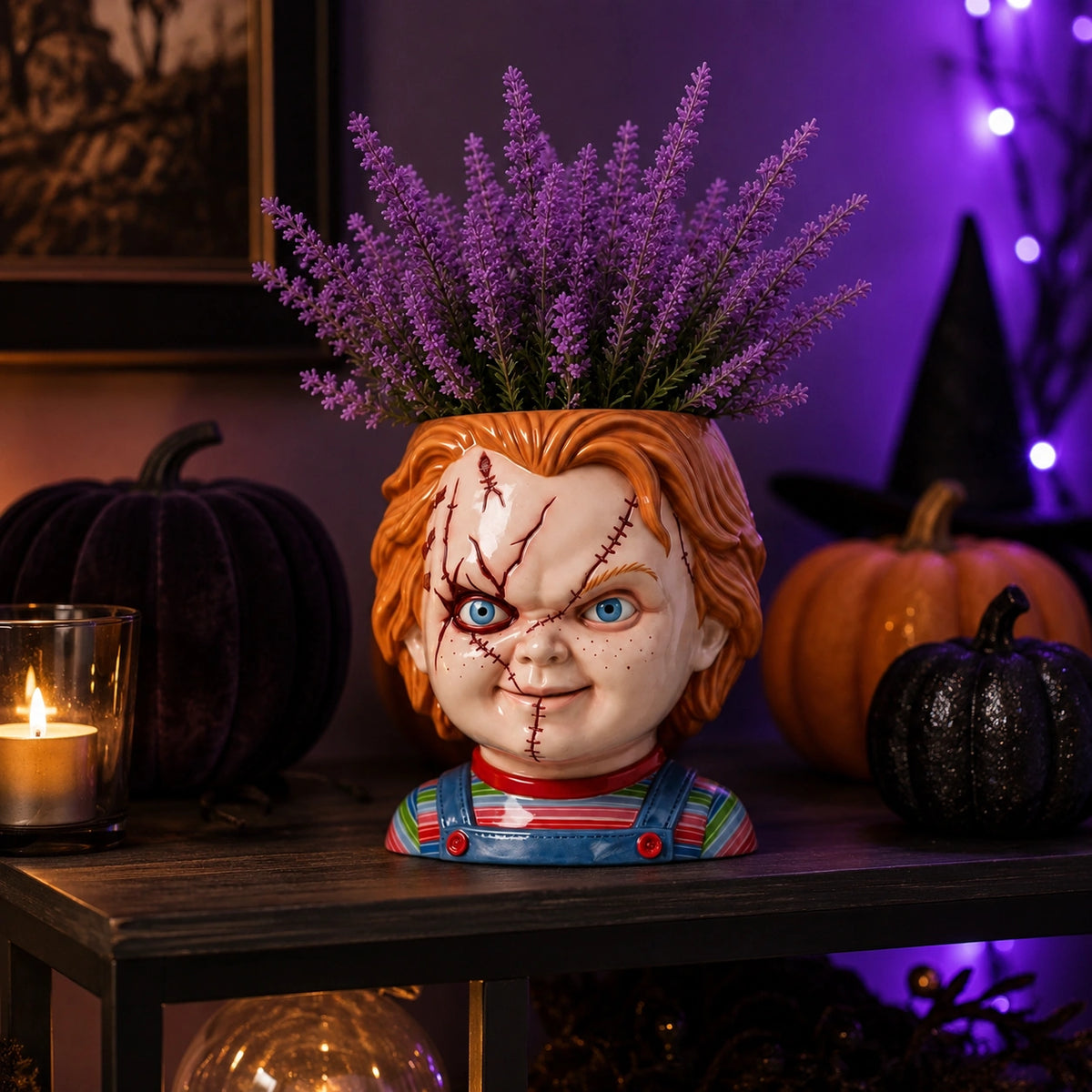 Halloween Horror Character Resin Planter – Spooky Head Flower Pot Decor