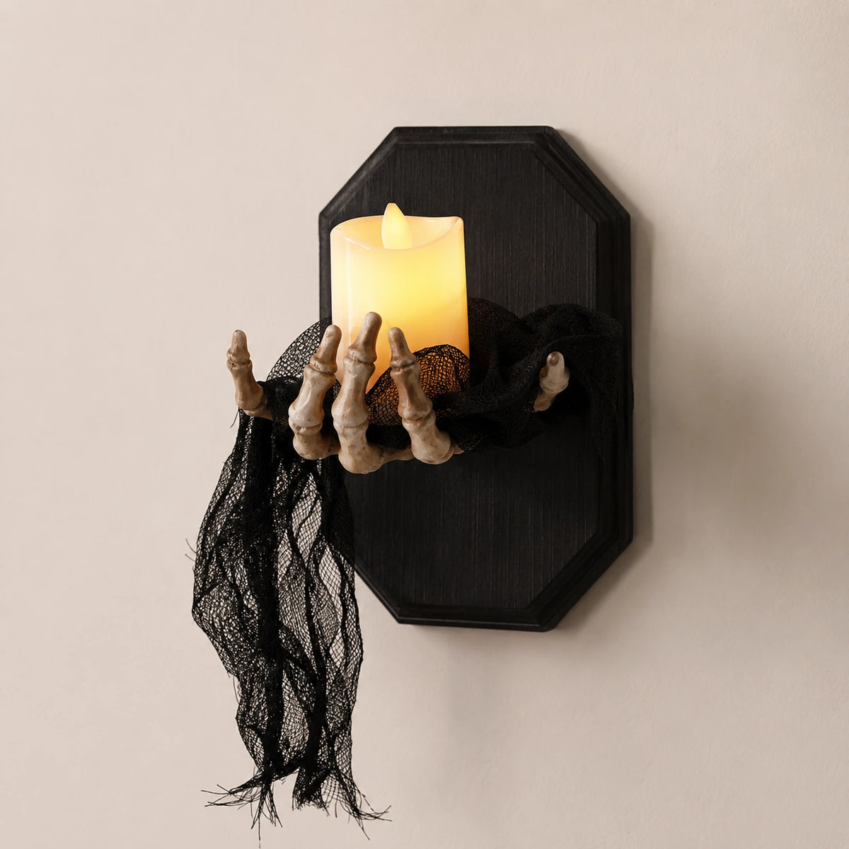 Halloween Skeleton Hand Wall Night Light – Spooky LED Candle Decor