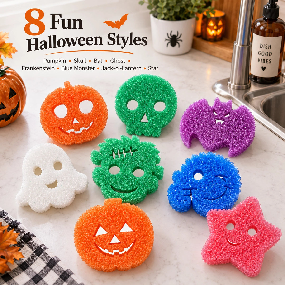 Halloween Temperature-Sensitive Cleaning Sponge – 8 Fun Designs