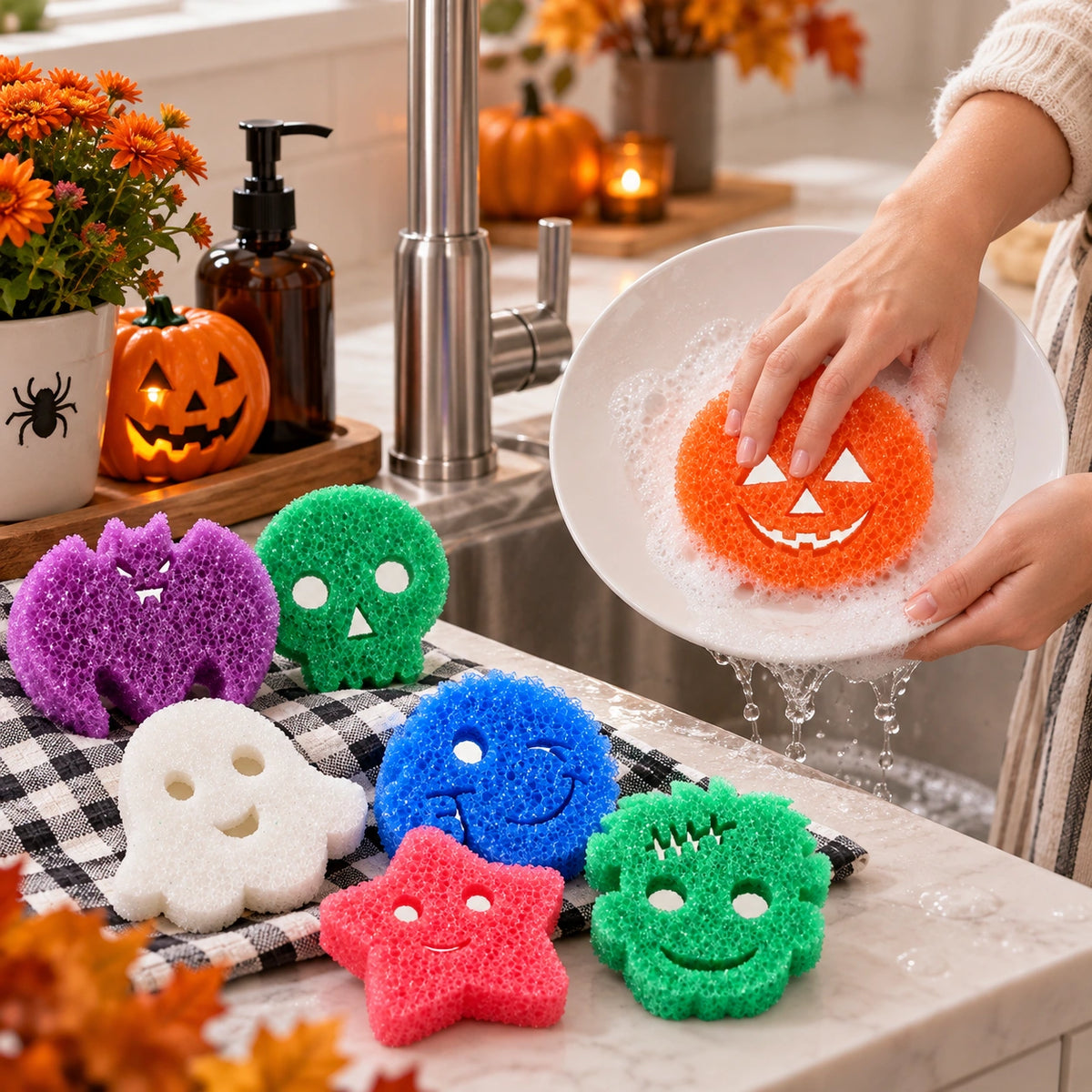 Halloween Temperature-Sensitive Cleaning Sponge – 8 Fun Designs