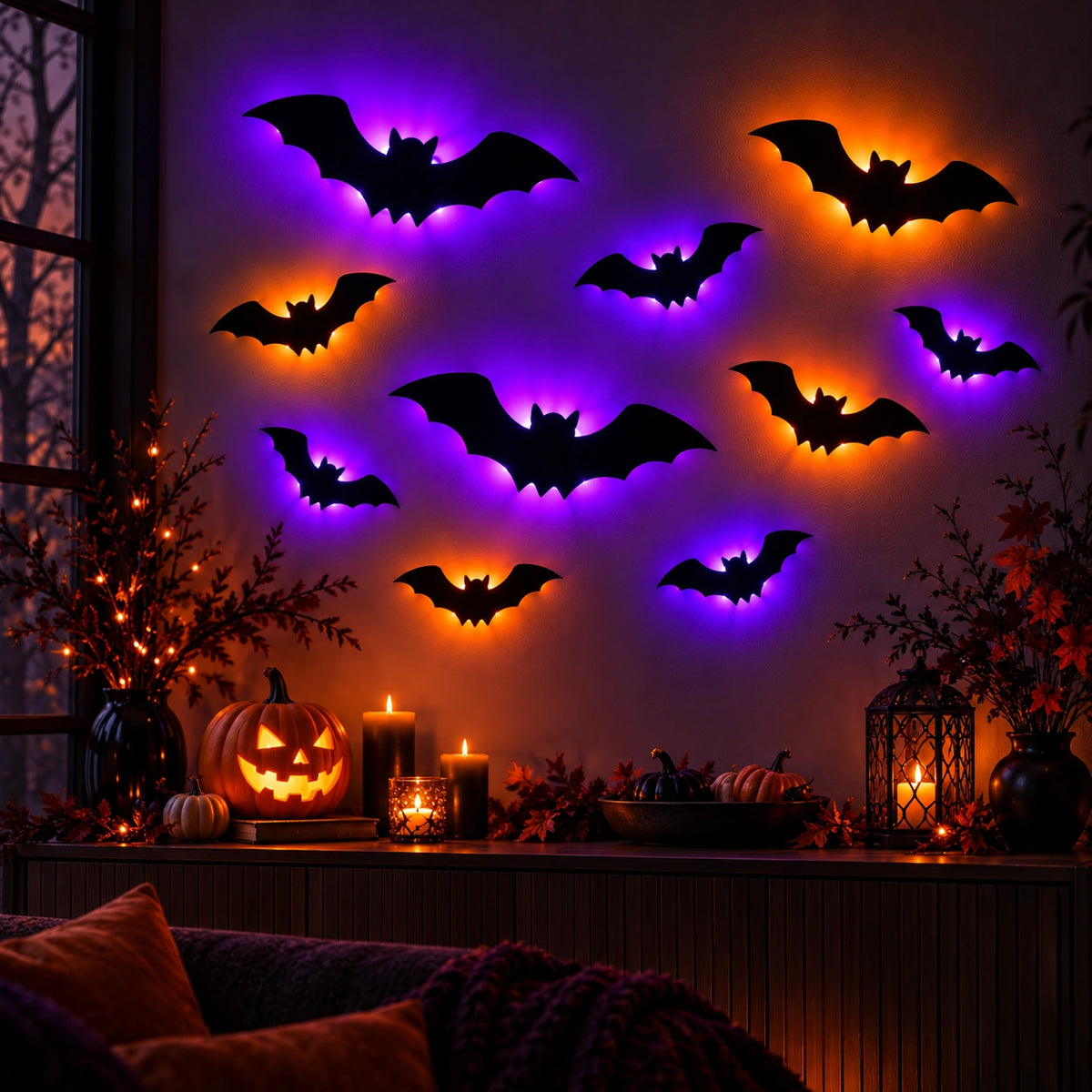 3D Halloween Bat & Spider LED Wall Lights