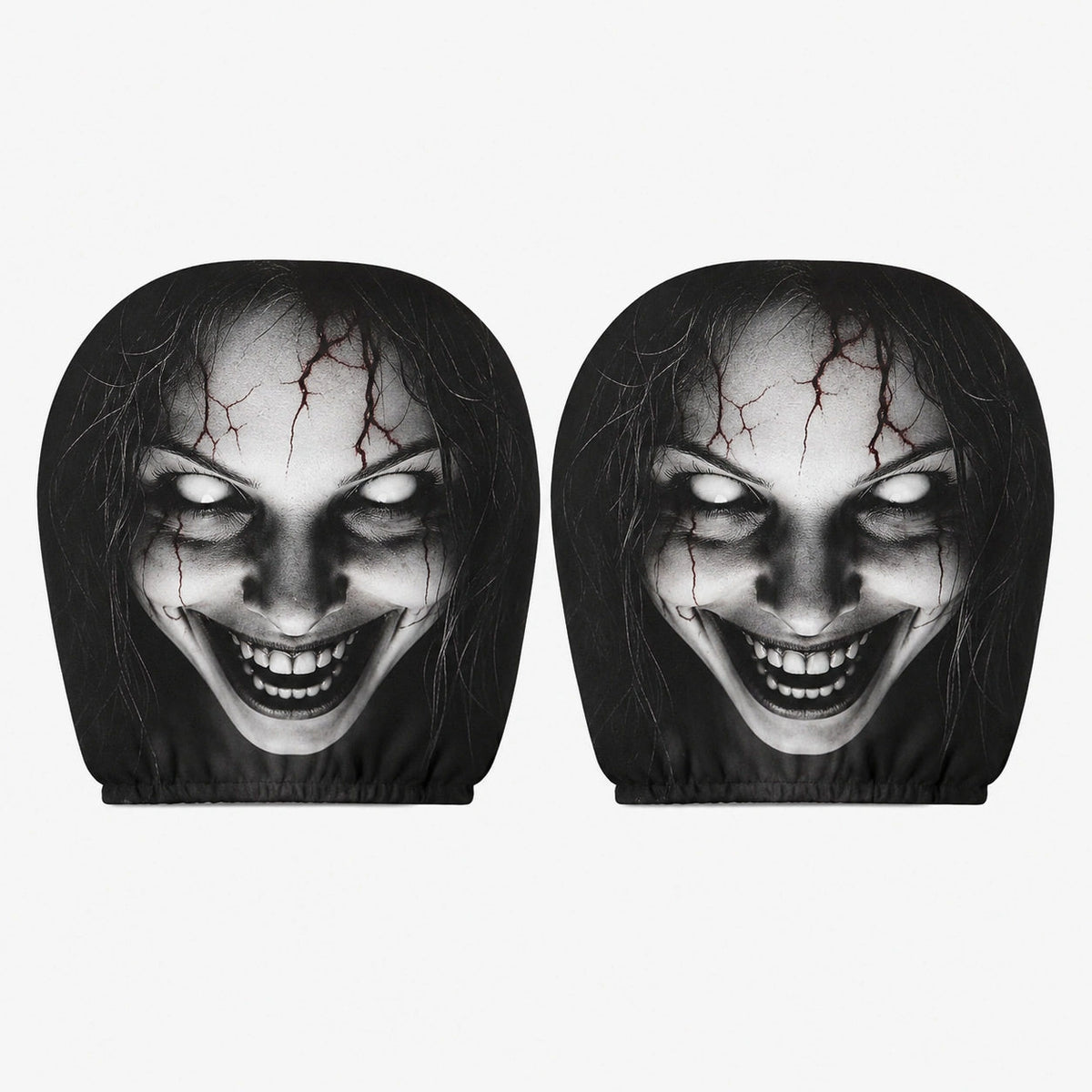 Scary Halloween Car Headrest Covers – Horror Face Seat Prank Decorations