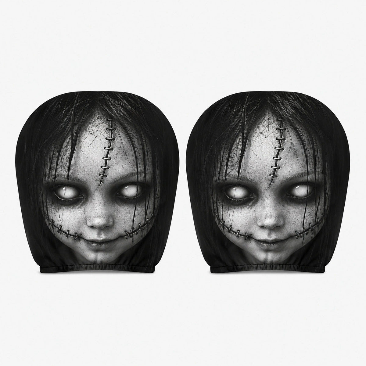 Scary Halloween Car Headrest Covers – Horror Face Seat Prank Decorations