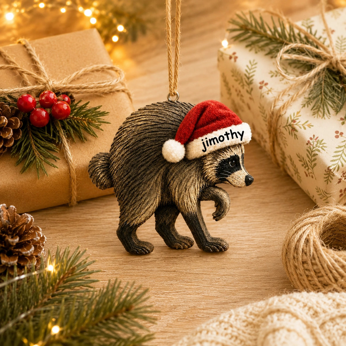 Jimothy Raccoon Christmas Ornament – Cute Holiday Tree Hanging Decoration