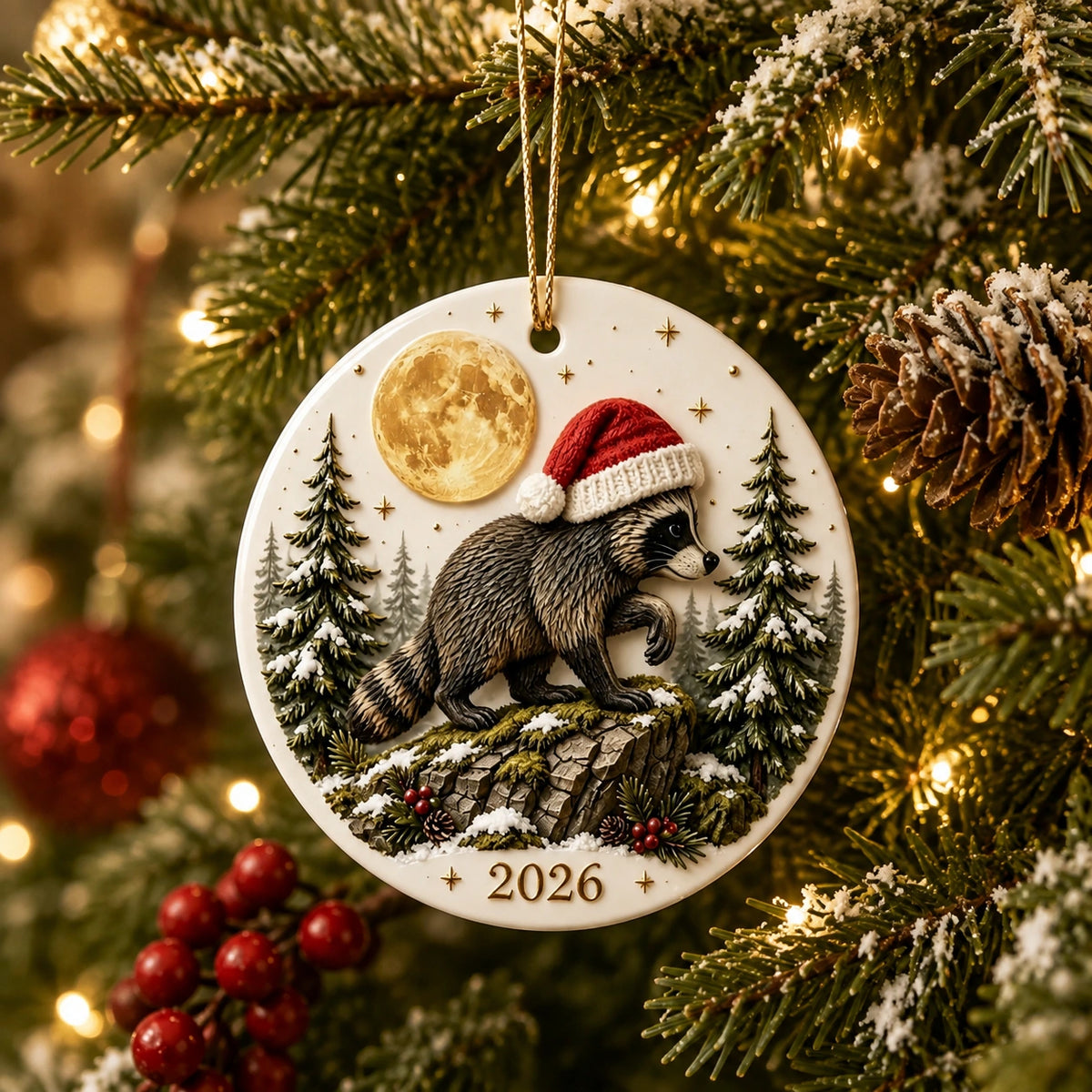 Jimothy Raccoon Christmas Ornament – Cute Holiday Tree Hanging Decoration