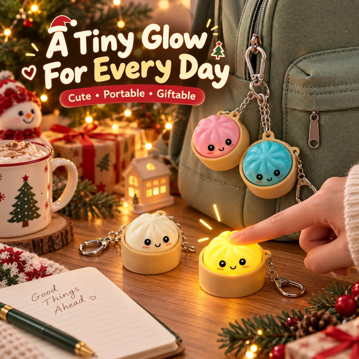 Cute Light-Up Bun Keychain