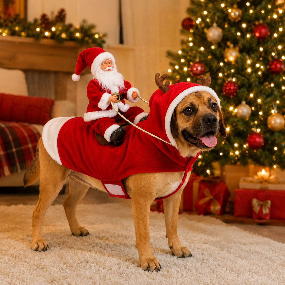 Santa Rider Pet Christmas Costume