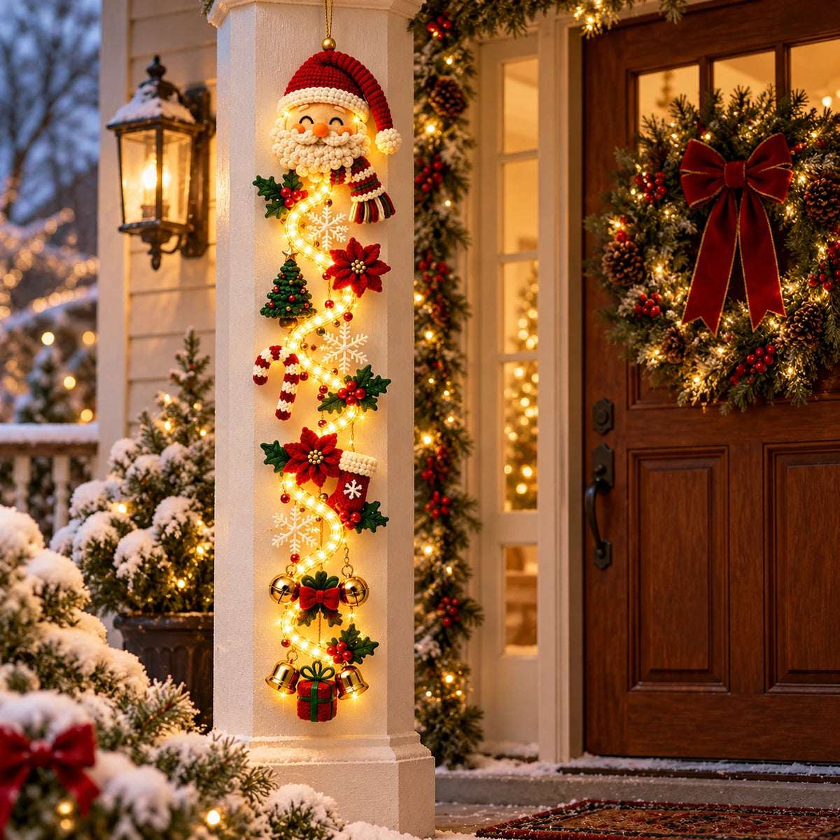Glowing Christmas Door Hanger – Lighted Holiday Wall Decor