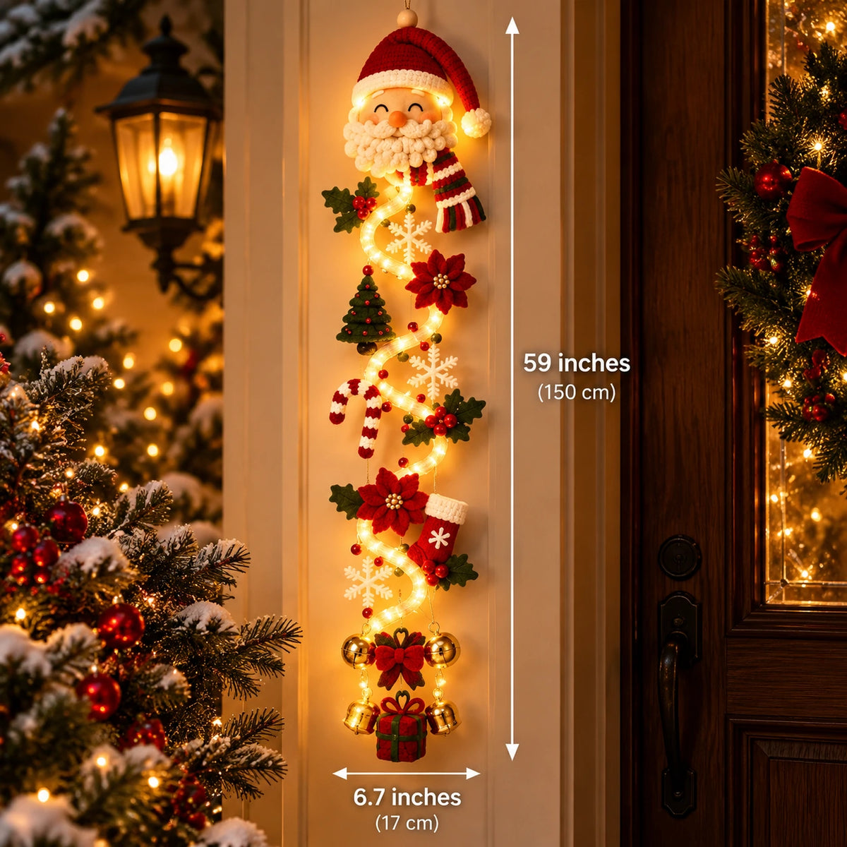 Glowing Christmas Door Hanger – Lighted Holiday Wall Decor
