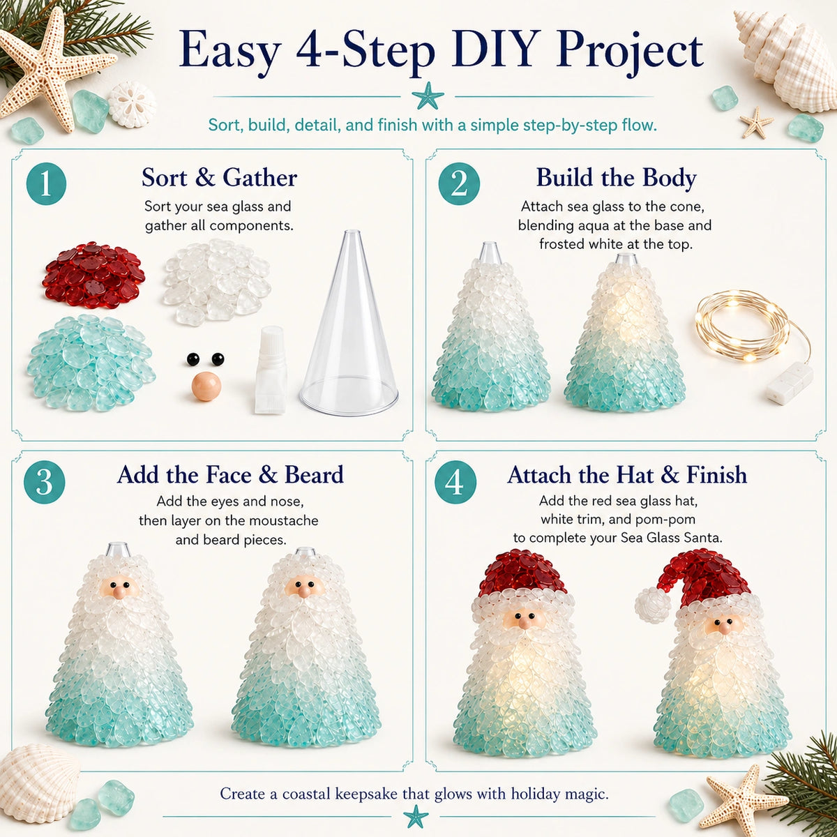 DIY Sea Glass Christmas Ornament Lighting Kit