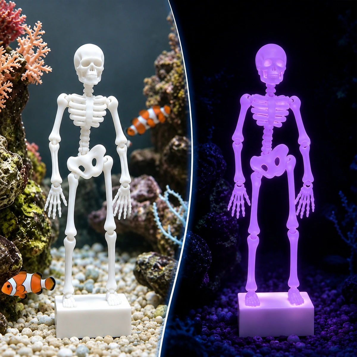 Dancing Skeleton Aquarium Ornament – Air-Powered Glow Fish Tank Decor