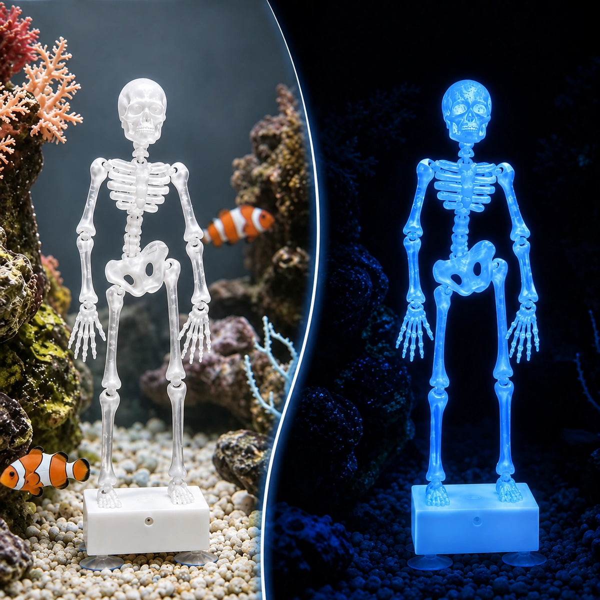 Dancing Skeleton Aquarium Ornament – Air-Powered Glow Fish Tank Decor