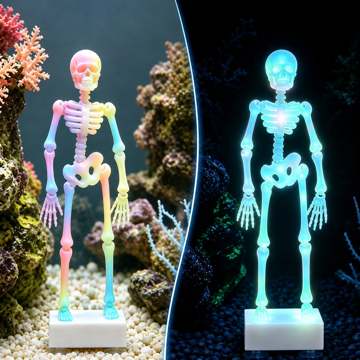 Dancing Skeleton Aquarium Ornament – Air-Powered Glow Fish Tank Decor