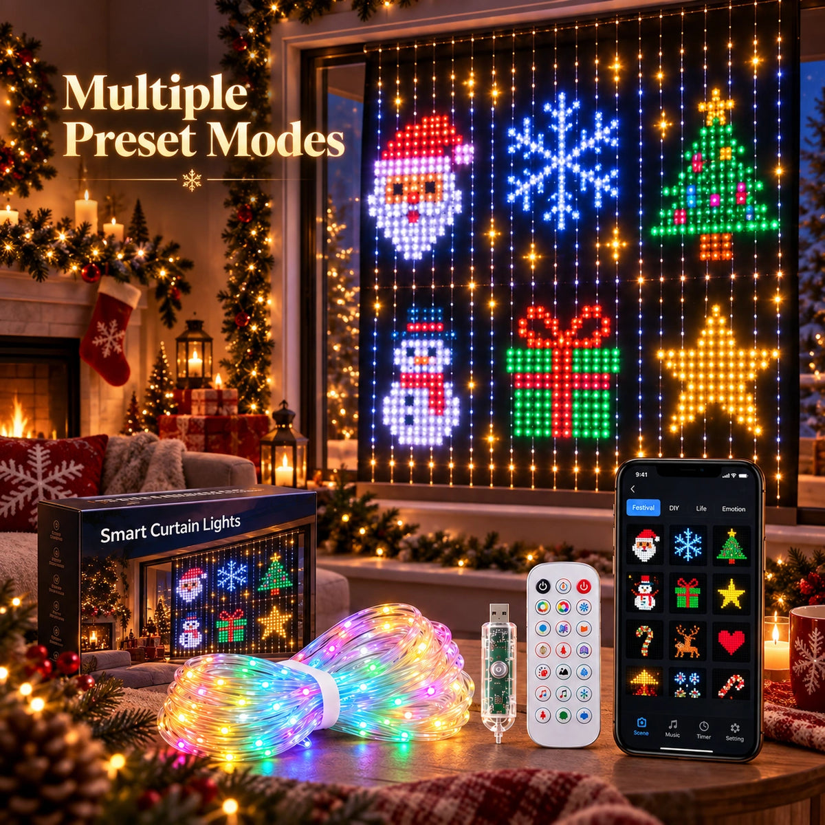 Smart LED Curtain Lights – DIY App-Controlled Christmas Window Lights